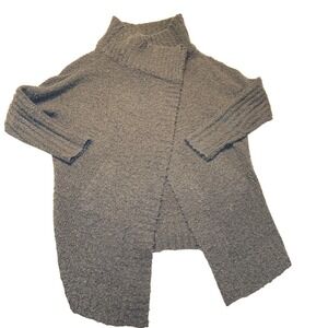 RDI Women's Olive Green Chunky Knit Open Front Cardigan Sweater L high neck cozy